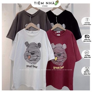 [ Rẻ vô địch ] Áo Phông Tay Lỡ 3158 Cotton Khô Form Rộng Unisex In Hình Gấu great bear