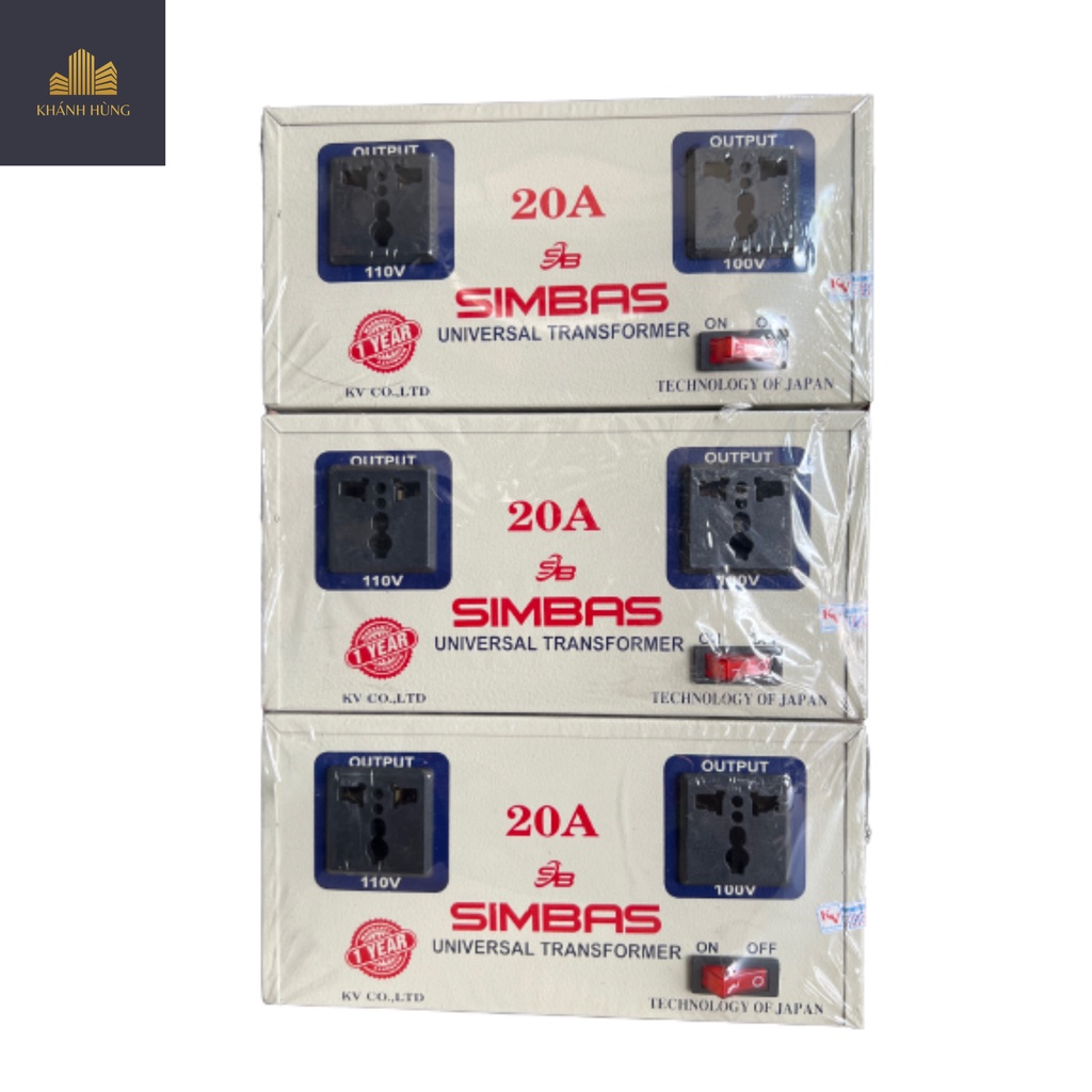 Biến áp 20A SimBas từ 220v sang 100v-110v dùng cho tủ lanh, nồi cơm điện nội địa