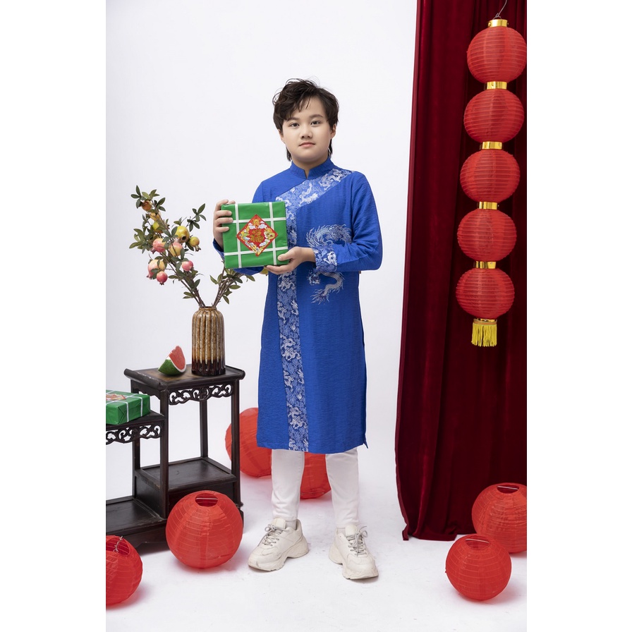 Áo dài bé trai Tết Chippo dáng cách tân mẫu mới 2023 cho bé trai 11 12 13 Tuổi từ 35-50kg Quần áo trẻ em