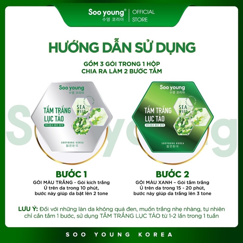 Tắm Trắng Lục Tảo Soo Young 3 Gói x 15ml