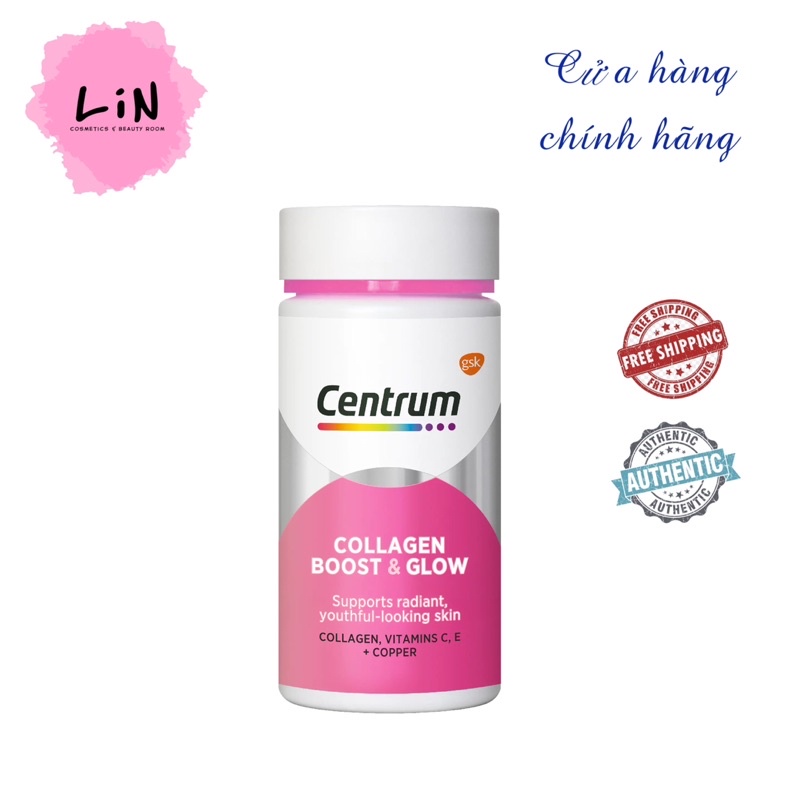 Viên uống bổ sung Collagen Centrum Collagen Boost _ Glow 100 Tablets