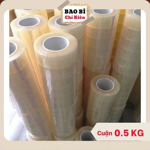 Băng Dính 0.5KG Lõi Mỏng Băng Keo Trong Hoặc Đục Dán Thùng Siêu Dính Băng Dán Đóng Hàng Giá Rẻ