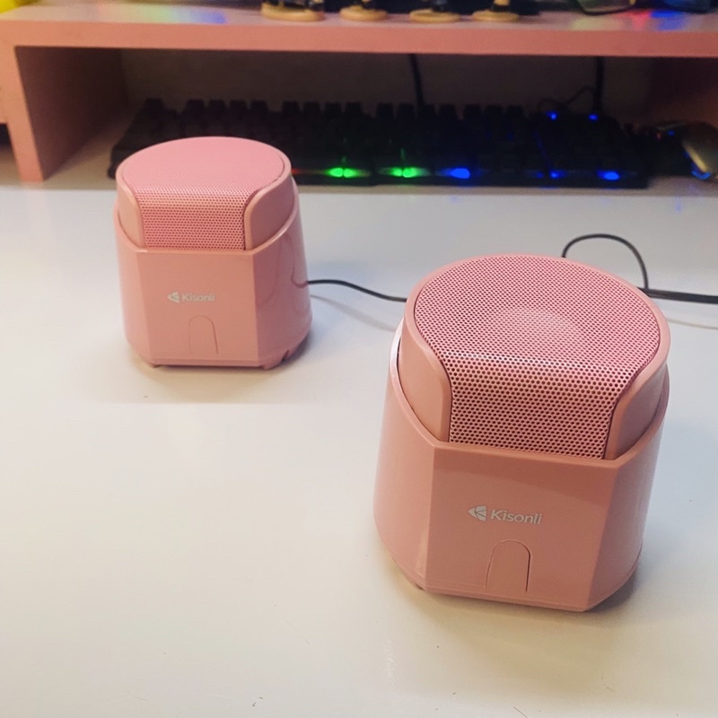 Loa nghe nhạc máy tính dể bàn mini màu hồng dễ thương  2.0 KISONLI K500 loa vi tính  Gaming có dây