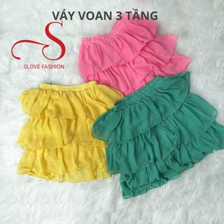 Chân váy bé gái, chân váy 3  tầng chất liệu Voan Hàn, mặc mùa hè đi học đi chơi, váy bigsize cho bé từ 8kg đến 27kg