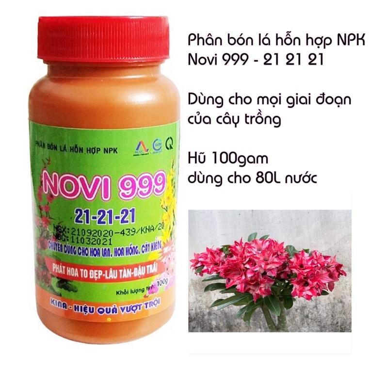 Phân Bón Lá NPK 21 21 21+TE Chuyên Dùng Cho Mọi Giai Đoạn Cây Trồng,Hoa Sứ Hoa Lan.Hũ 100gam