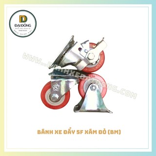 Bánh xe đẩy 5f xám đỏ