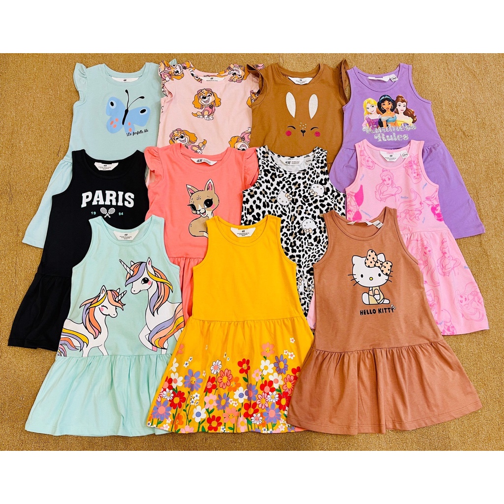 Váy cotton ba lỗ / cánh tiên HM nhiều hình size 2 - 10y - Bảng màu 1