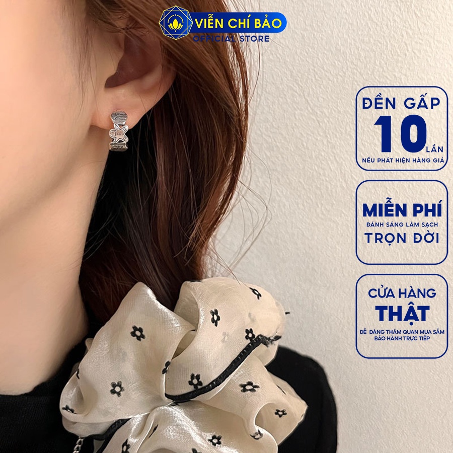 Bông tai bạc nữ thỏ gấu chất liệu bạc Thái 925 thời trang phụ kiện trang sức Viễn Chí Bảo B000504