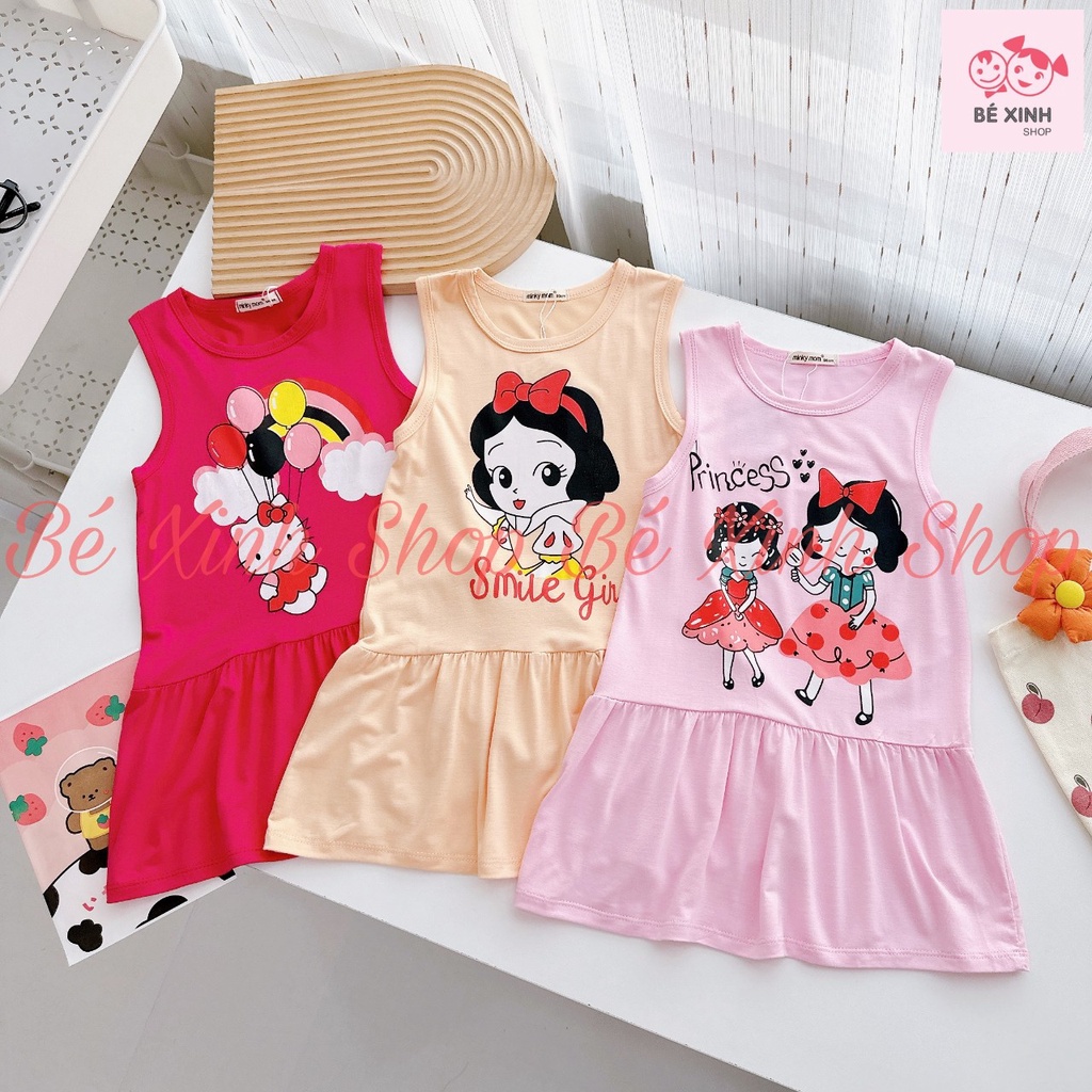 Váy Đầm Đuôi Cá Sát Nách Mùa Hè Cho Bé Gái Minky Mom  Váy Đầm Thun Lạnh Ba Lỗ Hè Cho Trẻ Em Bé Gái ĐẦM BA LỖ