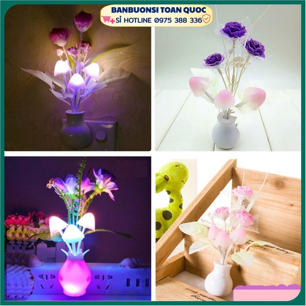 Đèn Led cảm biến ánh sáng decor thơ mộng cho phòng ngủ, Đèn ngủ cảm ứng thông minh kiểu nấm độc đáo