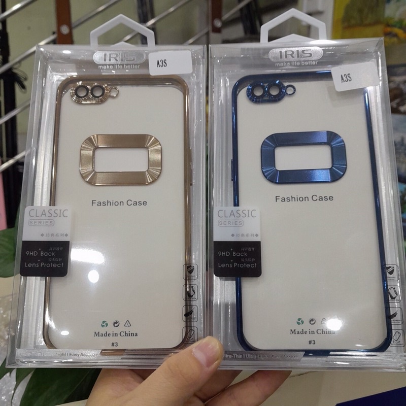 Ốp lưng IRIS Oppo A3S viền xi màu, có bảo vệ cam, hở logo