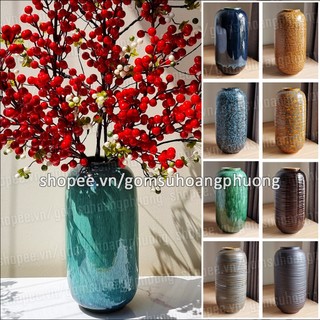 Bình hoa gốm sứ cao 29cm dáng trụ men hỏa biến - Bát Tràng