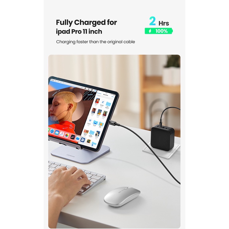 Dây cáp sạc nhanh UGREEN 4.0/3.0 5A 100W USB C hàng chính hãng
