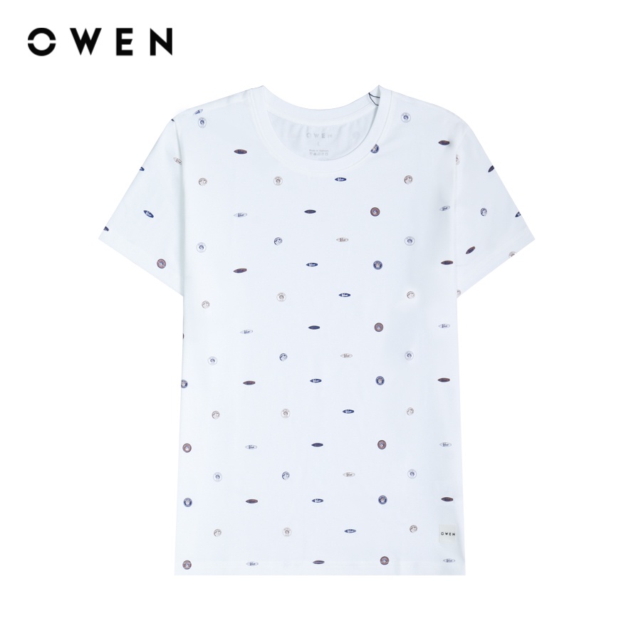 OWEN - Áo Tshirt ngắn tay Body Fit Trắng hoạ tiết - TSN231445