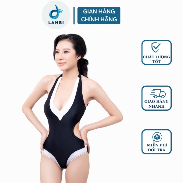 Đồ Bơi Nữ Bikini LANBISHOP Một Mảnh Cá Heo, Liền Thân Trắng Đen Khoét Eo Sexy Lanbi-065