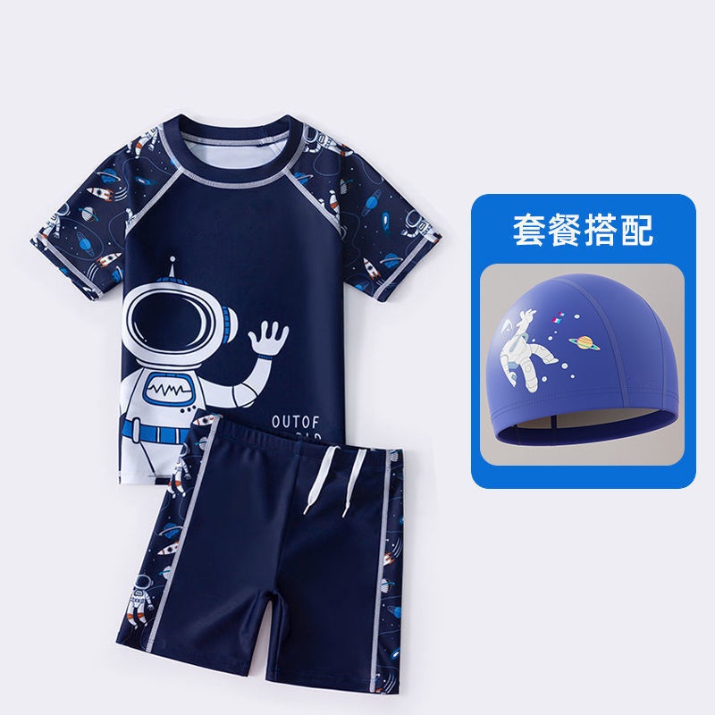 Bộ Đồ Bơi Ngắn Tay Chống Nắng 95-160cm Chất Vải Khô Thoáng Nhanh Thời Trang Mùa Xuân Cho Bé Trai