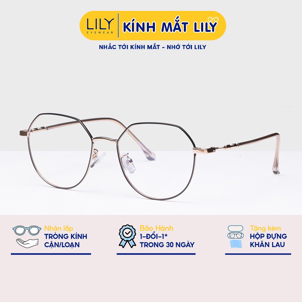 Gọng kính cận nữ kim loại Lilyeyewear mắt tròn thanh mảnh nhẹ nhàng màu sắc thời trang 29100