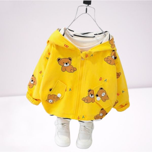 Áo khoác bé mẫu giáo in Gấu cao cấp bé gái bé trai mẫu 2023 - AKBGD1323
