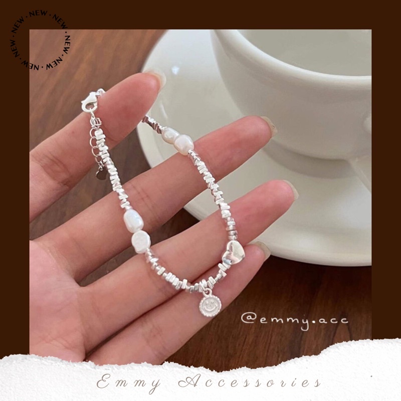 Lắc tay nữ charm Heart Smile mix ngọc xinh xắn Emmy Accessories