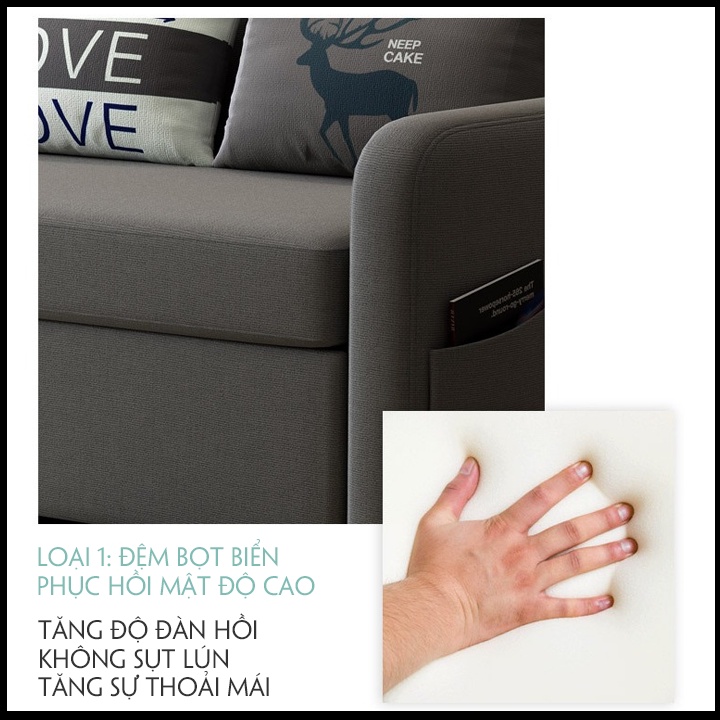 Giường ngủ thông minh gấp gọn thành ghế sofa A267 mẫu mới [CÓ VIDEO] khung thép có ngăn chứa đồ. Nhiều kích thước