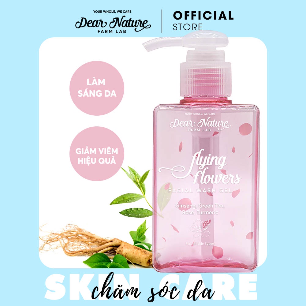 Sữa rửa mặt thảo dược cho da khô da thường Dear Nature Khỏe Tự Nhiên tinh chất hoa hồng nhân sâm