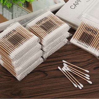 Gói 100 tăm bông ngoáy tai 2 đầu que gỗ