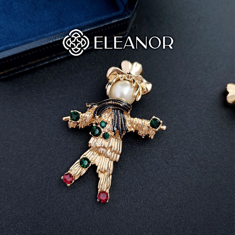 Ghim cài áo nam nữ Eleanor Accessories hình người rơm đính đá ngọc trai nhân tạo phụ kiện thời trang 5395