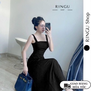 Đầm hai dây bảng dáng dài chất thun gân- Ringu shop