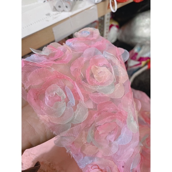Vải lưới hoa 3D