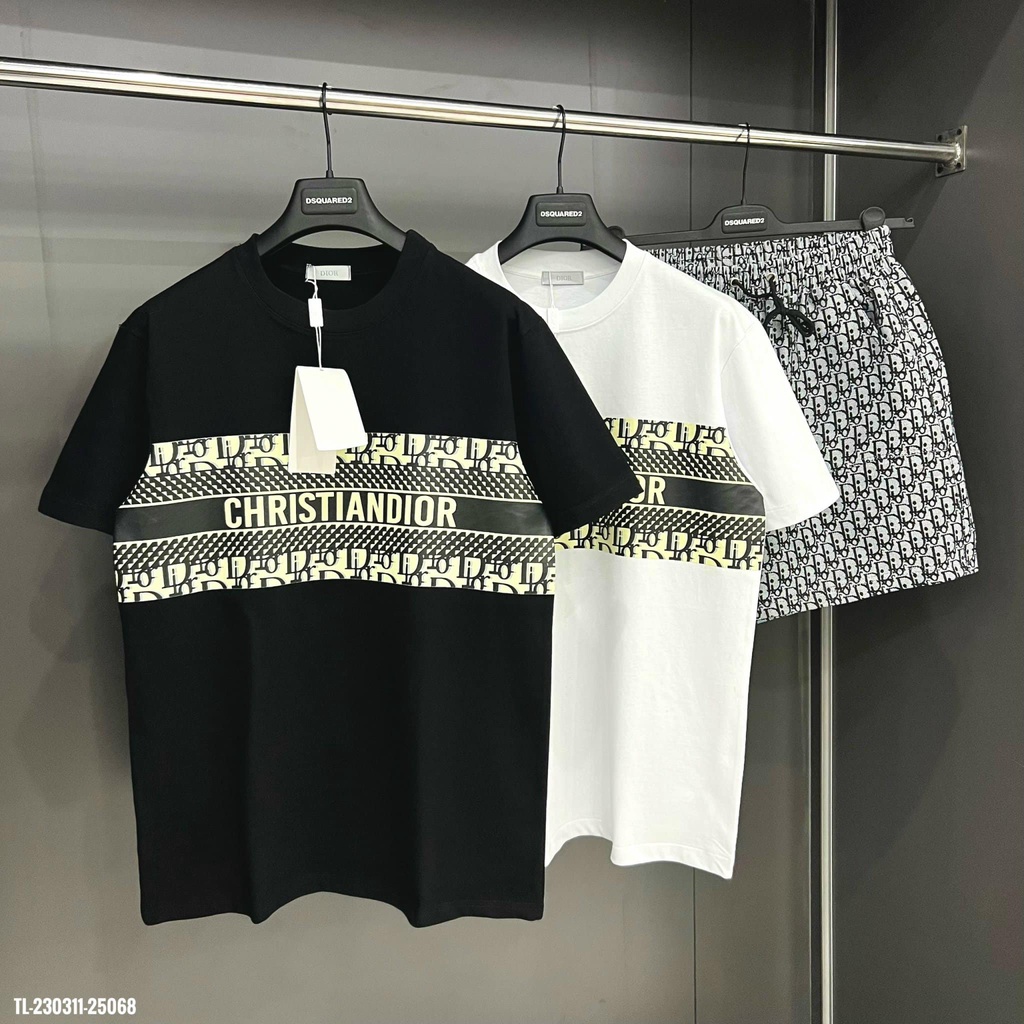 Bộ quần áo thể thao nam mùa hè C dior cộc tay, bộ hè nam chất liệu thun lạnh mềm mịn