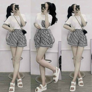 Sét bộ short thun cotton phối 3D