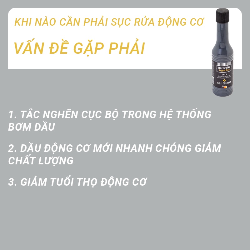 Dung dịch súc rửa động cơ xe máy Senfineco 9915 Motorbike Engine Flush dung tích 100ml