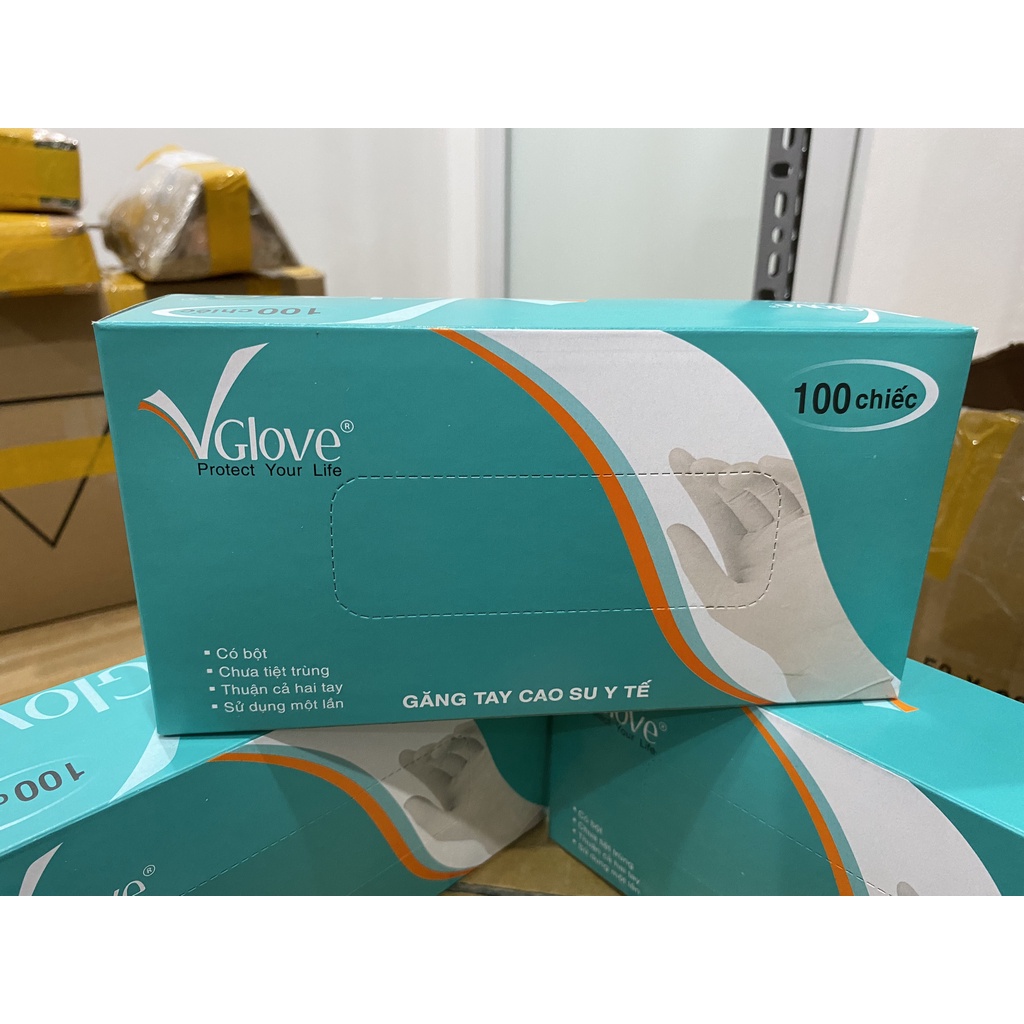 Găng tay y tế | bao tay y tế VGlove có bột và không bột hộp 100 chiếc