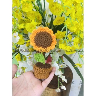 [ Handmade] Chậu Hoa Len Mini trang trí