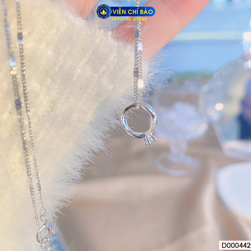 Dây chuyền bạc nữ nhẫn đính đá chất liệu bạc 925 thời trang phụ kiện trang sức Viễn Chí Bảo D000442