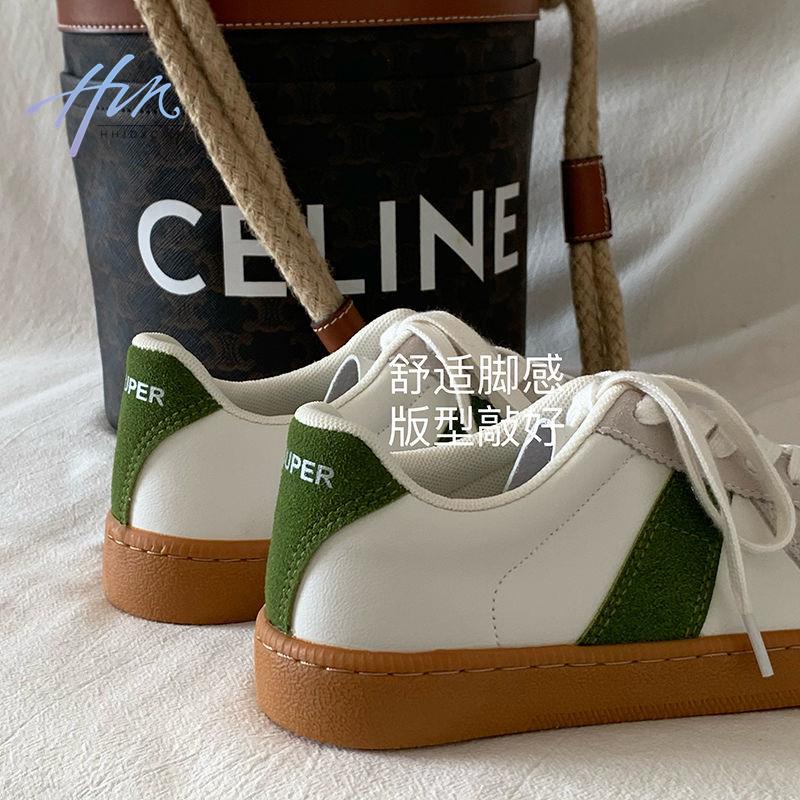 Giày Thể Thao Đế Bằng Màu Trắng Dễ Phối Đồ Thời Trang Phong Cách Hàn Quốc Cho Nữ