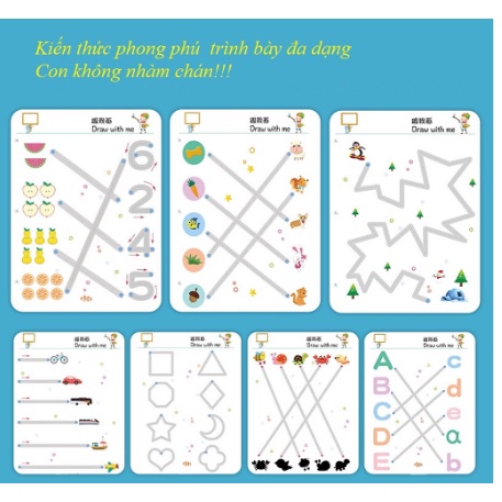 Tập tô vẽ thông minh xóa được - Đồ chơi Giáo dục toàn diện Montessori cho bé từ 2 3 4 5 tuổi
