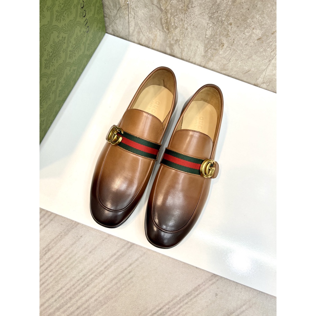 Giày tây da thật thời trang cao cấp Gucci GC mãu da trơn kết hợp logo cổ điển, đặc trưng