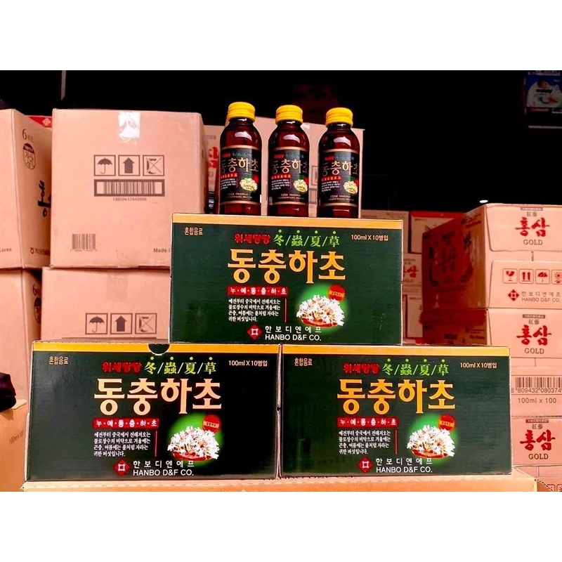 Nước Đông Trùng Hạ Thảo Hàn Quốc Hanbo Hộp 10 Chai x 100ml