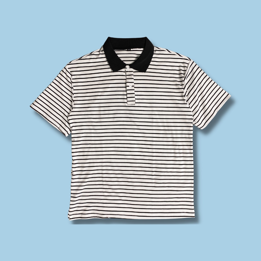 Áo POLO Tay Ngắn Nam Nữ Dáng Suông Họa Tiết Kẻ Sọc Màu Sắc Đơn Giản Thời Trang Mùa Hè Dành Cho Nam Nữ