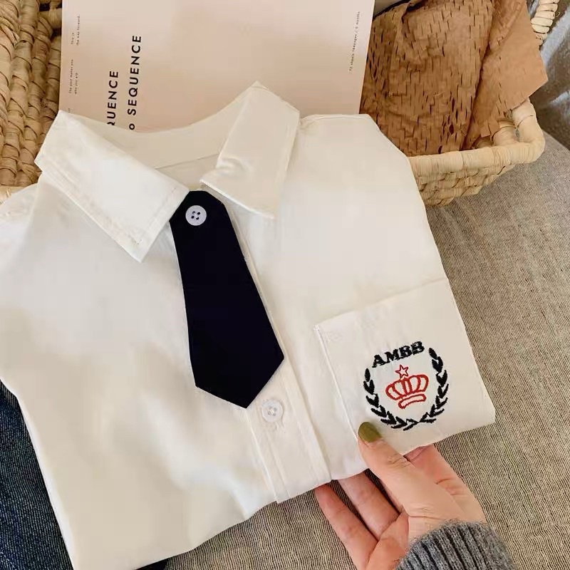 Sơ Mi Trắng Cà Vạt Ambb Cho Bé