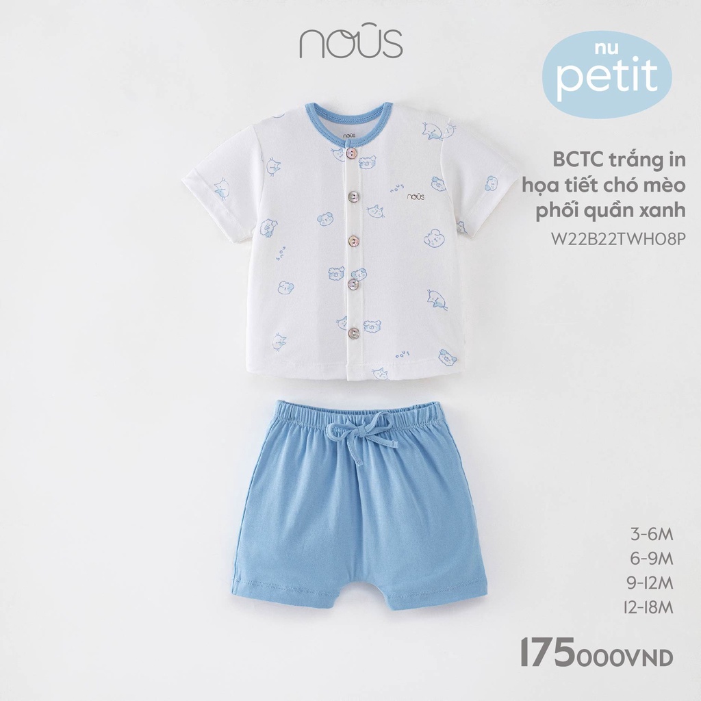 NOUS - Bộ cộc tay cài thẳng NOUS 3m -12m