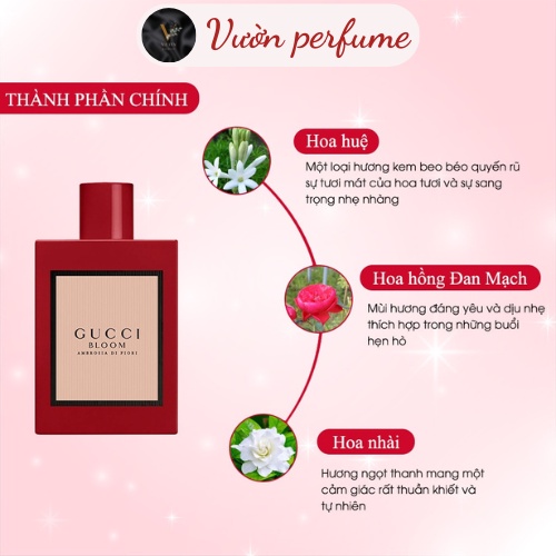 Nước Hoa Nữ Gucci Bloom Đỏ Dung Tích 100ml Bám Hương Cơ Thể Lâu - Sang Trọng Cuốn Hút.