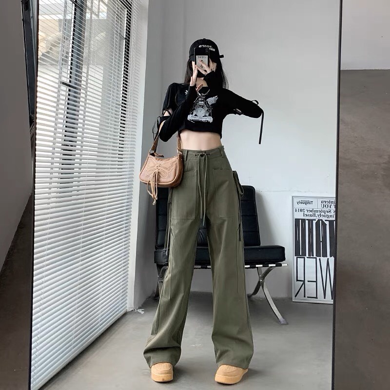 Quần Dài Kaki Ống Rộng Túi Hộp ZIA Cạp Cao Nữ Unisex Ulzzang Chất KaKi Xuất Hàn