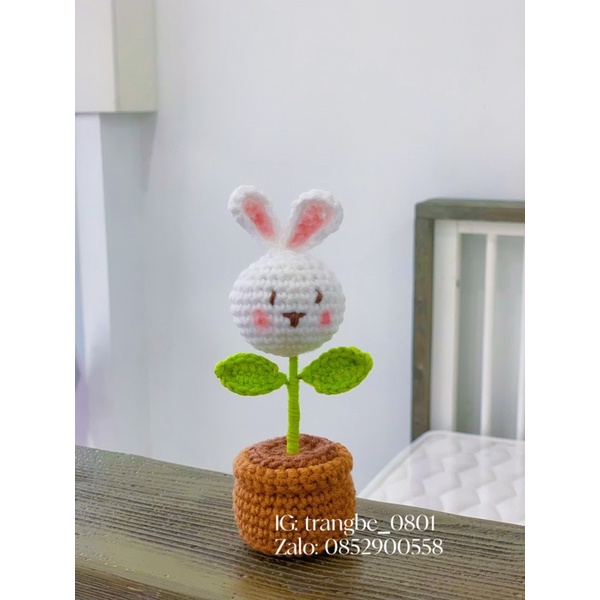 chậu hoa len mini handmade ảnh thật