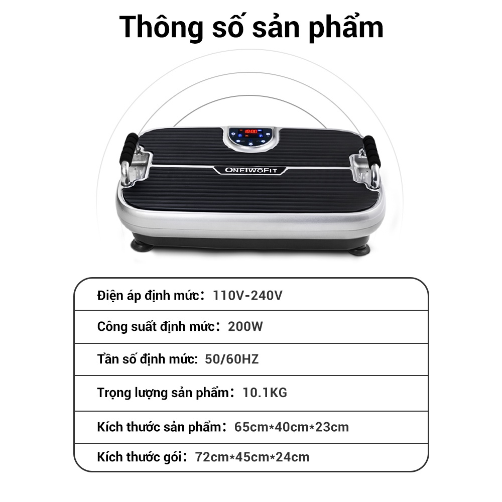 Máy Rung Thể Thao Onetwofit Đốt Cháy Mỡ Thừa Kết Nối Bluetooth OT295 OT0354