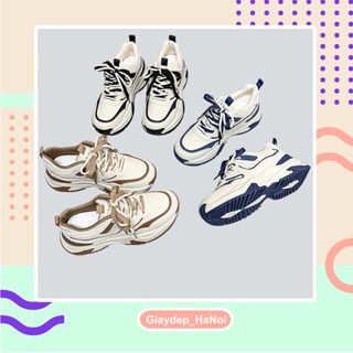 Giày thể thao nữ thoáng khí đế cao thời trang, Giày độn đế nữ màu trắng thời trang xuân hè mẫu mới 2023