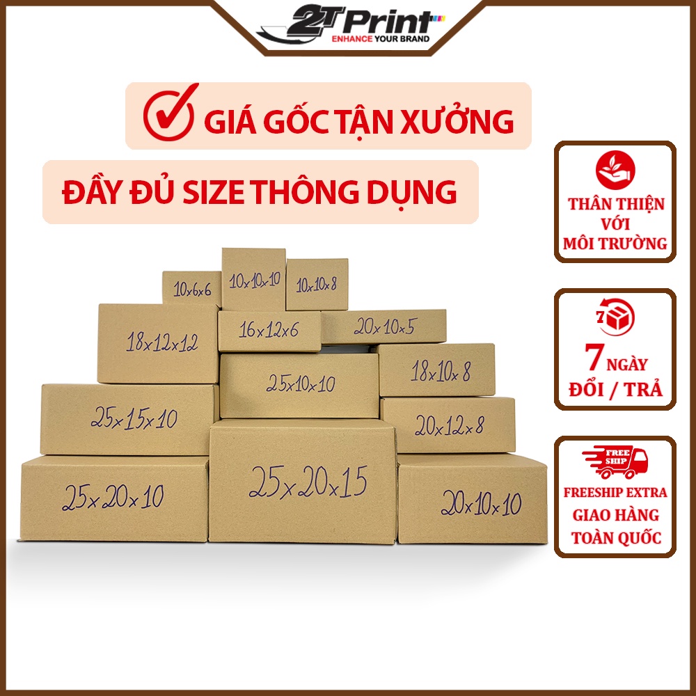 Hộp Carton Đóng Hàng Đầy Đủ Kích Cỡ, Cứng Cáp, Chịu Lực Tốt, Thùng Giấy Gói Hàng Online, Shop Quần Áo, Phụ Kiện, Mỹ Phẩm