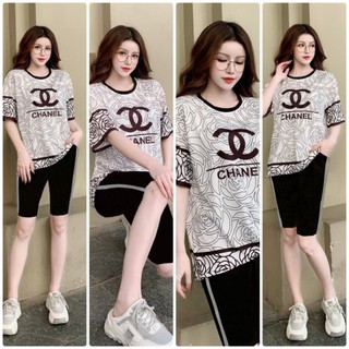 Sét bộ nữ bigsize KONI Đồ bộ thun mặc nhà thun lạnh phối quần đùi ngố cotton form rộng KD07