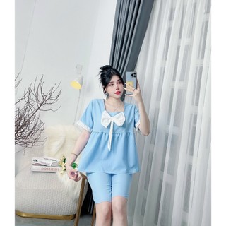 Set bộ lửng mặc nhà vải lụa hàn mềm mại t freesize dưới 55kg